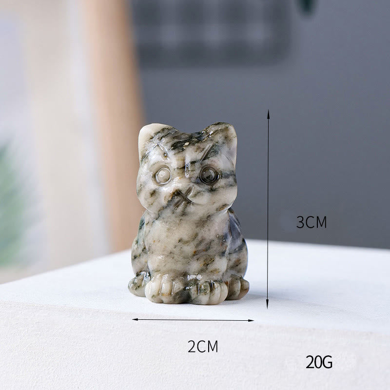 Décoration en pierre précieuse en forme de chat porte-bonheur en cristal époxy Olivenorma