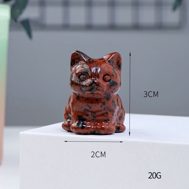 Décoration en pierre précieuse en forme de chat porte-bonheur en cristal époxy Olivenorma