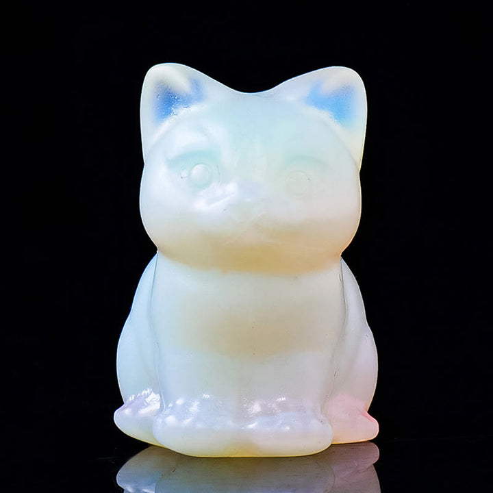 Décoration en pierre précieuse en forme de chat porte-bonheur en cristal époxy Olivenorma