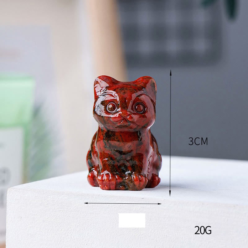 Décoration en pierre précieuse en forme de chat porte-bonheur en cristal époxy Olivenorma