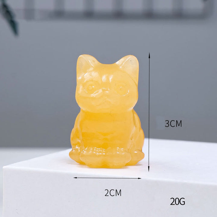 Décoration en pierre précieuse en forme de chat porte-bonheur en cristal époxy Olivenorma