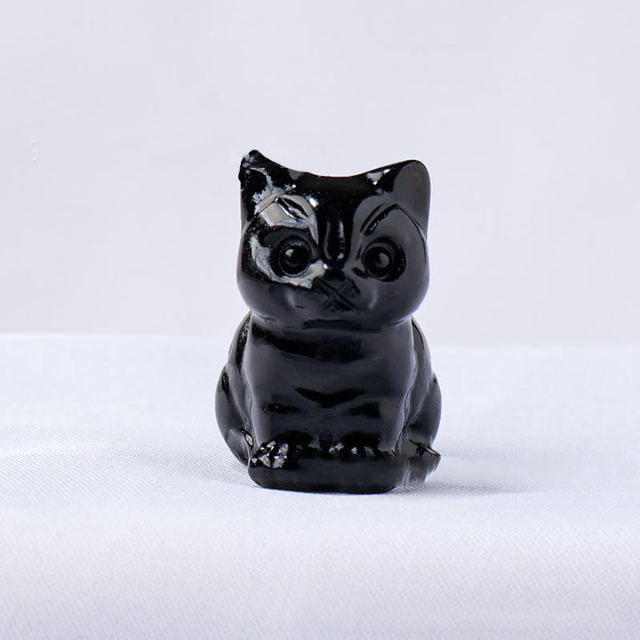 Décoration en pierre précieuse en forme de chat porte-bonheur en cristal époxy Olivenorma