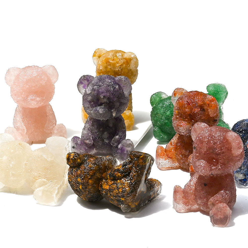 Décoration en pierre précieuse en forme d'ours en cristal époxy Olivenorma