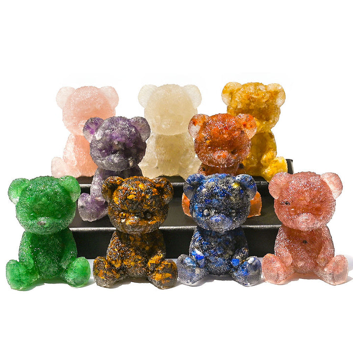 Décoration en pierre précieuse en forme d'ours en cristal époxy Olivenorma
