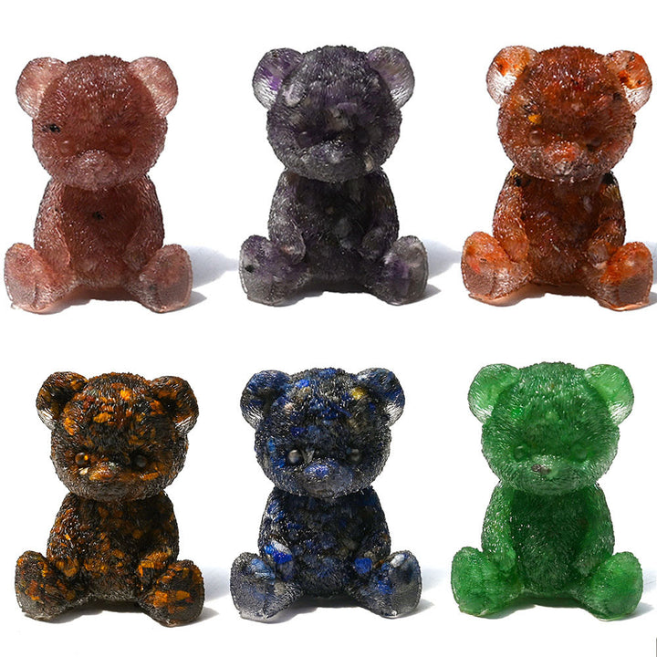 Décoration en pierre précieuse en forme d'ours en cristal époxy Olivenorma
