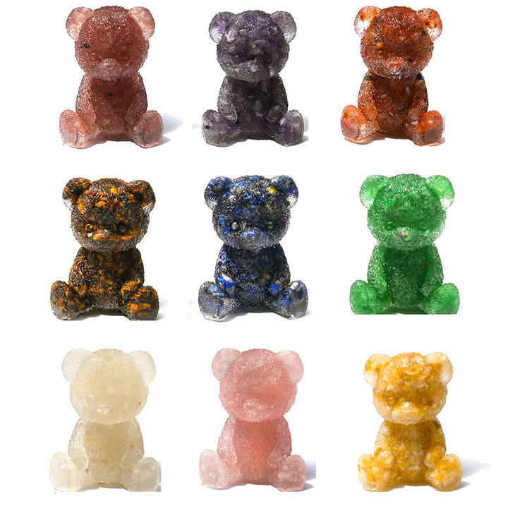 Décoration en pierre précieuse en forme d'ours en cristal époxy Olivenorma