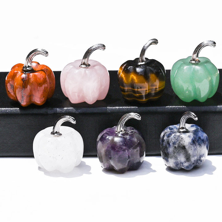 Olivenorma 2 cm Décoration en pierre précieuse sculptée en forme de citrouille en cristal naturel