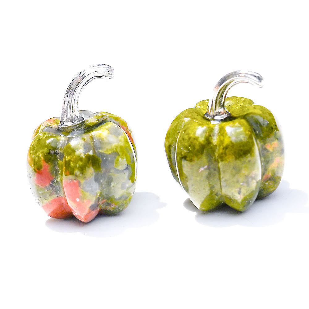 Olivenorma 2 cm Décoration en pierre précieuse sculptée en forme de citrouille en cristal naturel