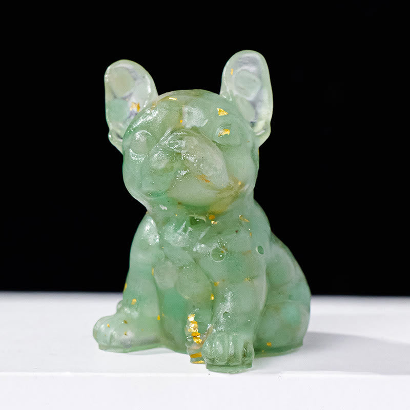 Décoration en pierre précieuse en cristal époxy Olivenorma en forme de bouledogue français mignon