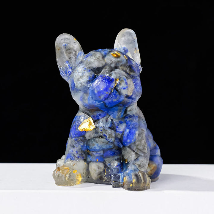 Décoration en pierre précieuse en cristal époxy Olivenorma en forme de bouledogue français mignon