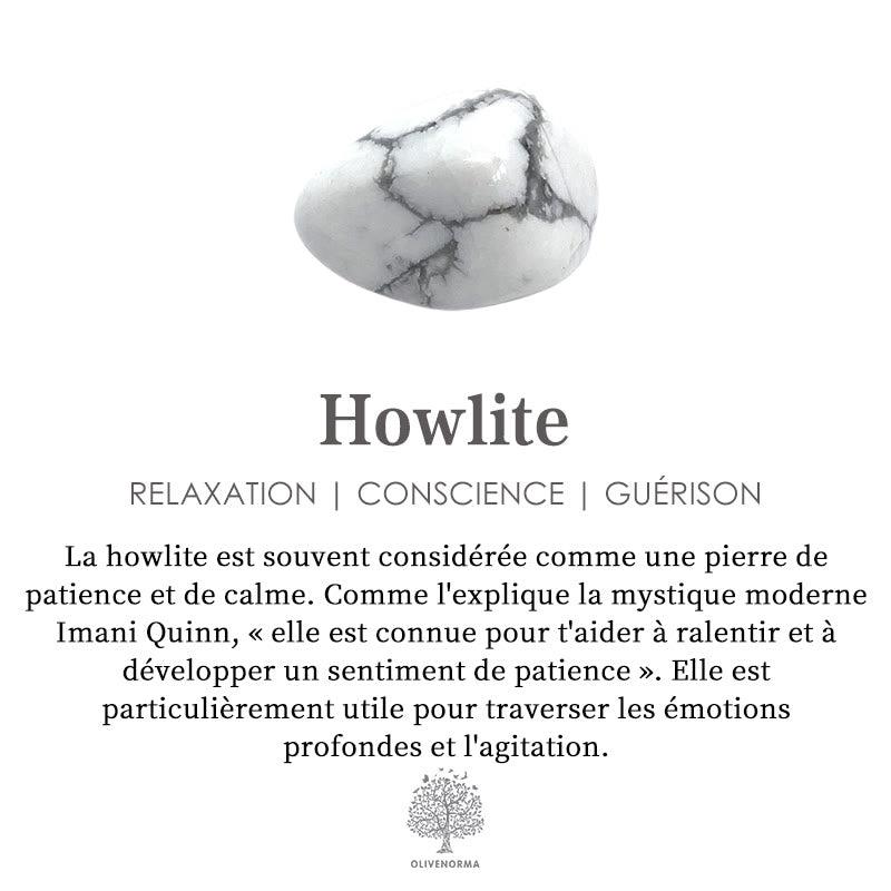 Collier pendentif carré en perles de pierre naturelle Olivenorma
