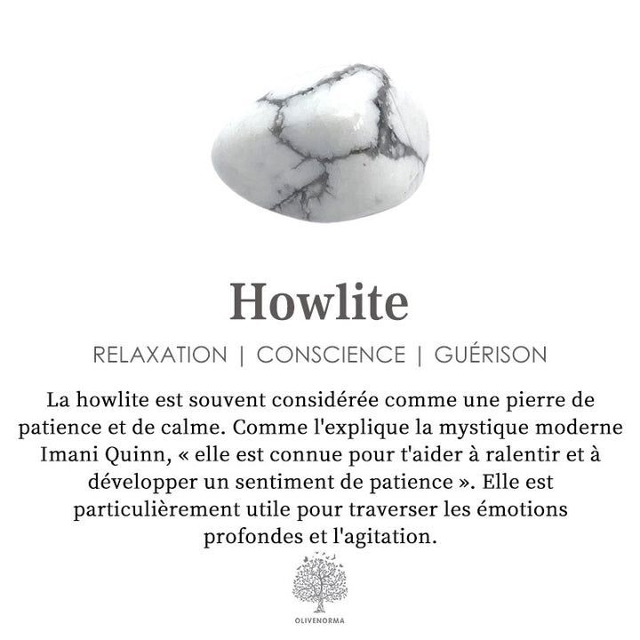 Collier pendentif carré en perles de pierre naturelle Olivenorma