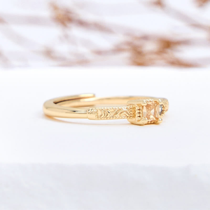 Bague simple Olivenorma en zircon blanc et citrine à coupe carrée
