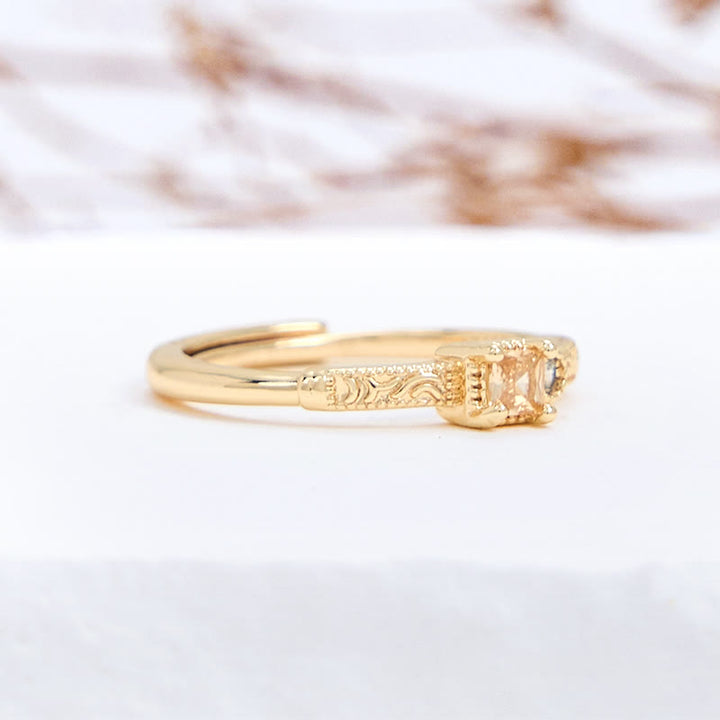 Bague simple Olivenorma en zircon blanc et citrine à coupe carrée