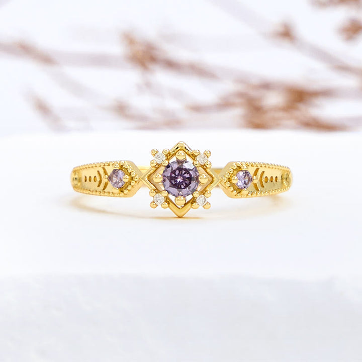 Bague vintage carrée en améthyste Olivenorma