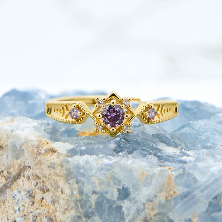 Bague vintage carrée en améthyste Olivenorma