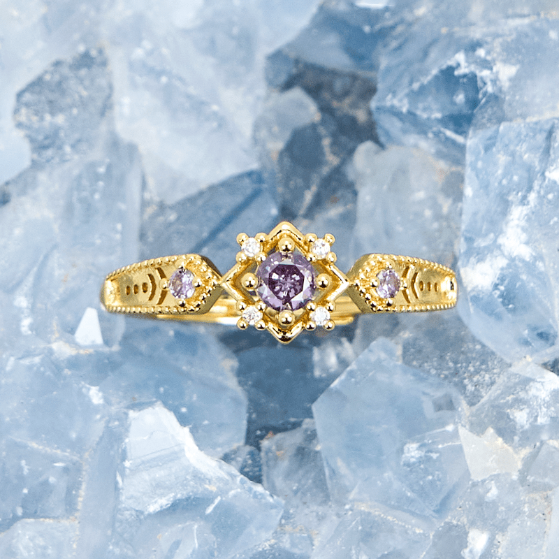 Bague vintage carrée en améthyste Olivenorma