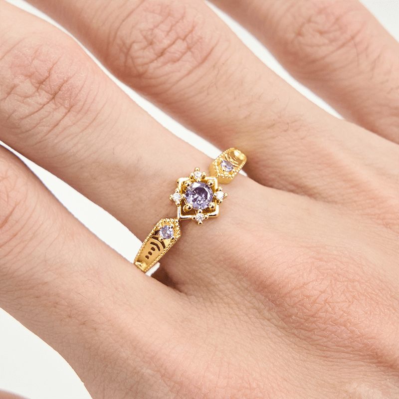Bague vintage carrée en améthyste Olivenorma