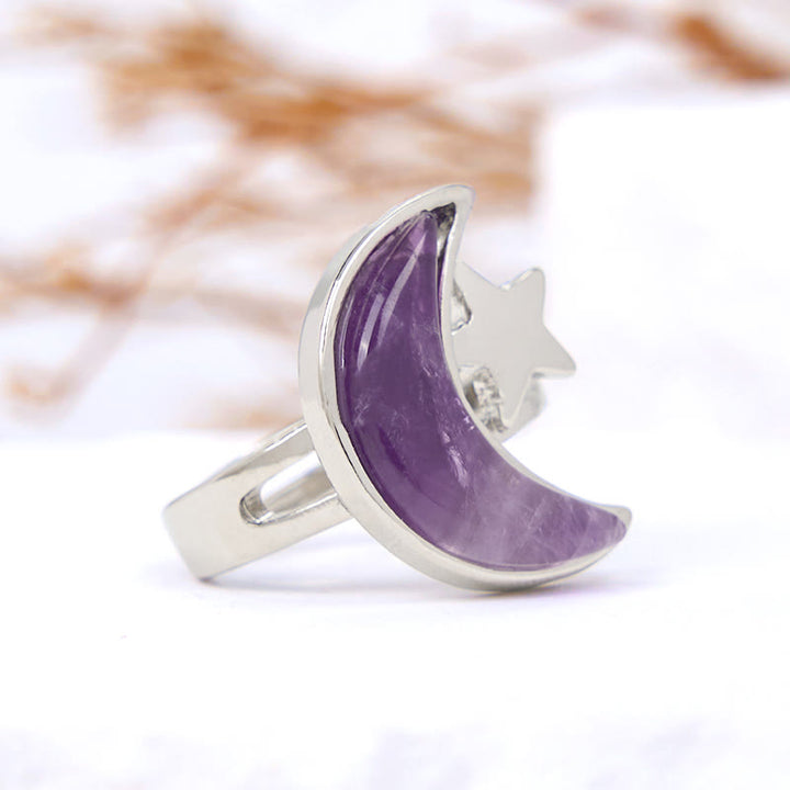 Bague Étoile Lune Améthyste Naturelle Olivenorma