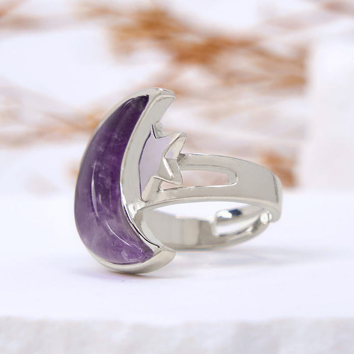 Bague Étoile Lune Améthyste Naturelle Olivenorma