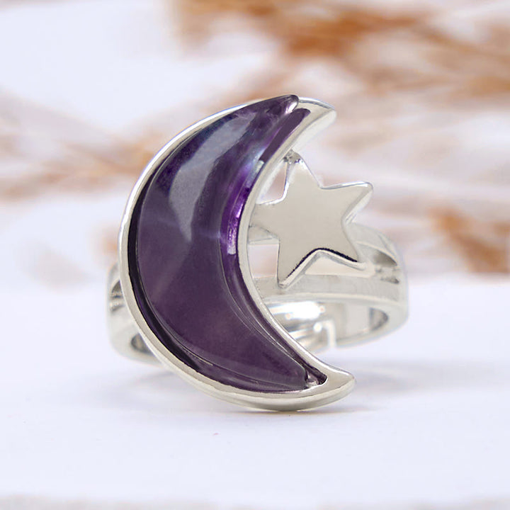 Bague Étoile Lune Améthyste Naturelle Olivenorma