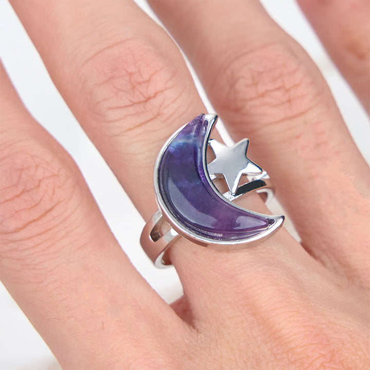 Bague Étoile Lune Améthyste Naturelle Olivenorma