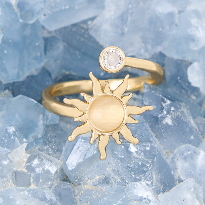 Bague en pierre d'opale rose œil de chat avec éclat de soleil Olivenorma