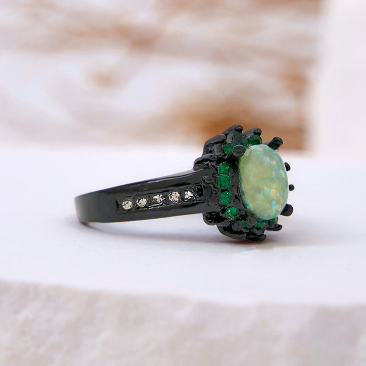 Bague Tournesol Ovale Opale Zircone Blanche Olivenorma