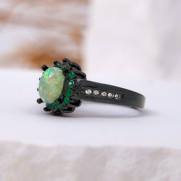 Bague Tournesol Ovale Opale Zircone Blanche Olivenorma