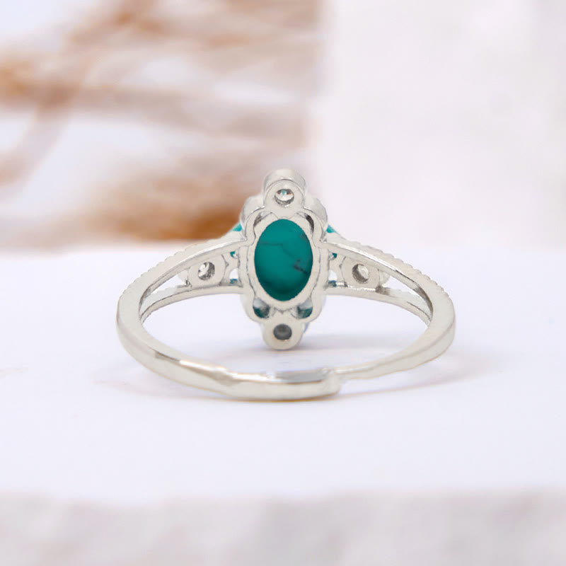 Bague creuse vintage en turquoise naturelle à coupe carrée Olivenorma