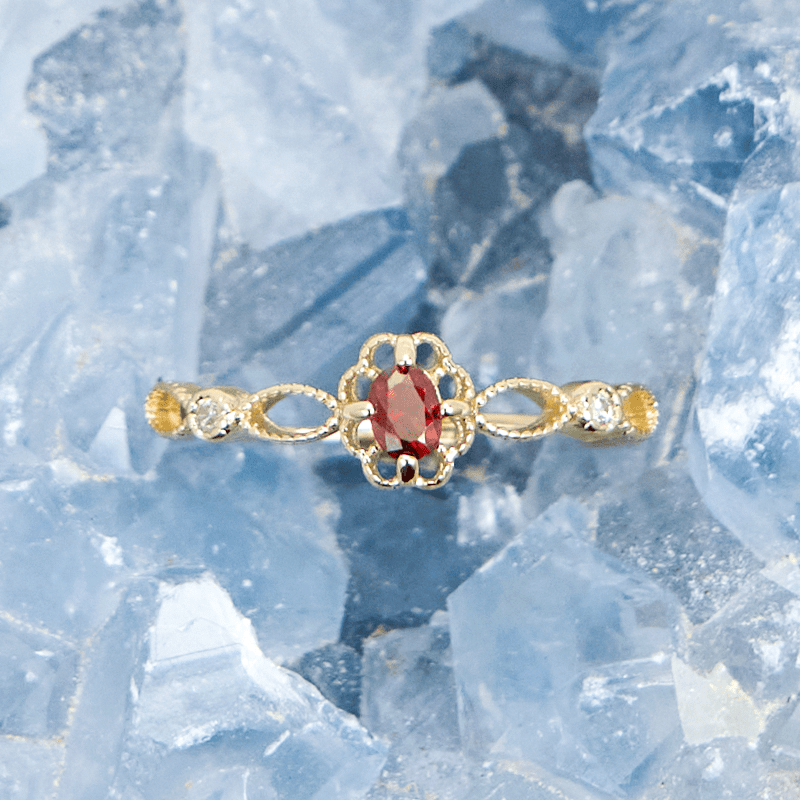 Bague grenat sculptée creuse vintage Olivenorma