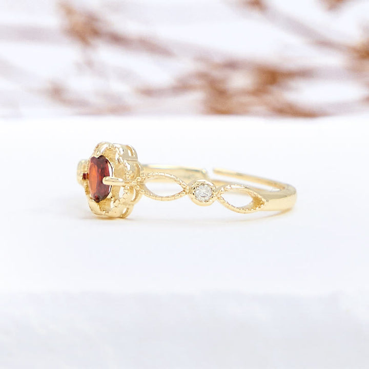 Bague grenat sculptée creuse vintage Olivenorma