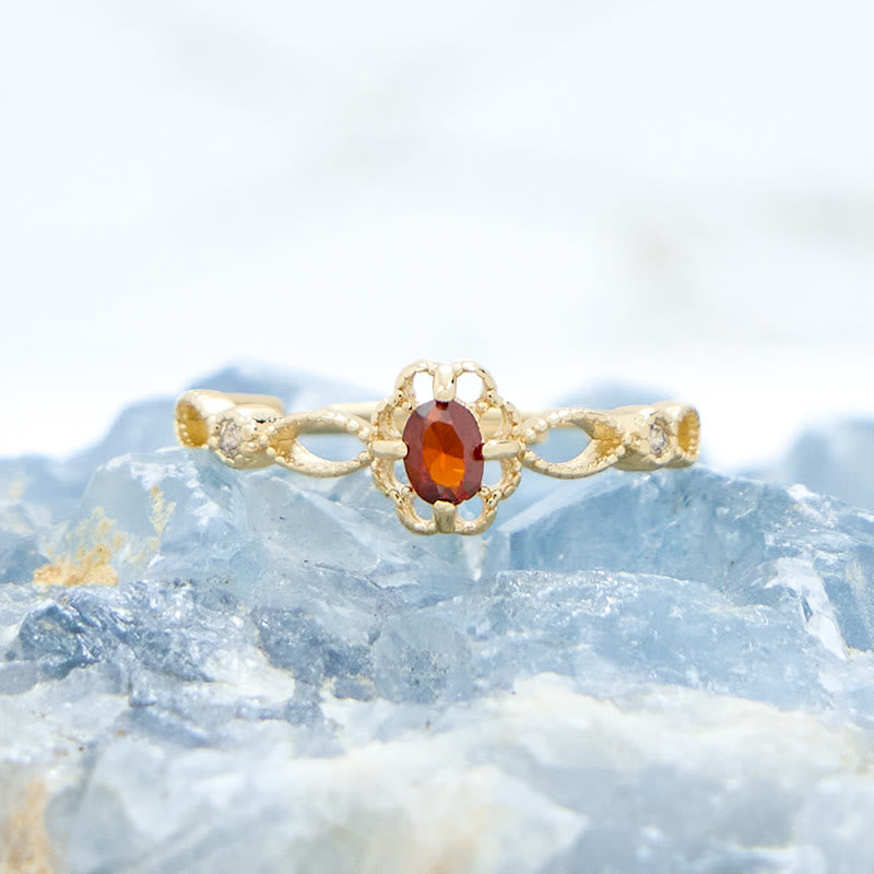 Bague grenat sculptée creuse vintage Olivenorma