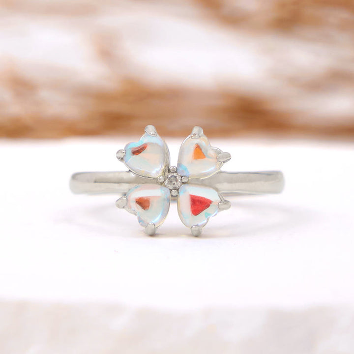 Bague trèfle à quatre feuilles en pierre de lune Olivenorma