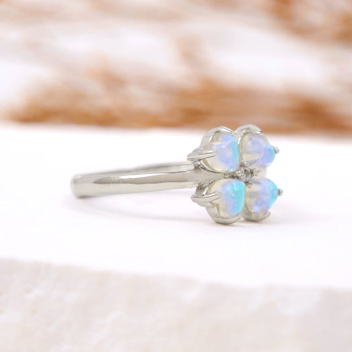 Bague trèfle à quatre feuilles en pierre de lune Olivenorma