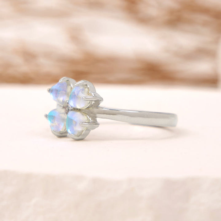 Bague trèfle à quatre feuilles en pierre de lune Olivenorma