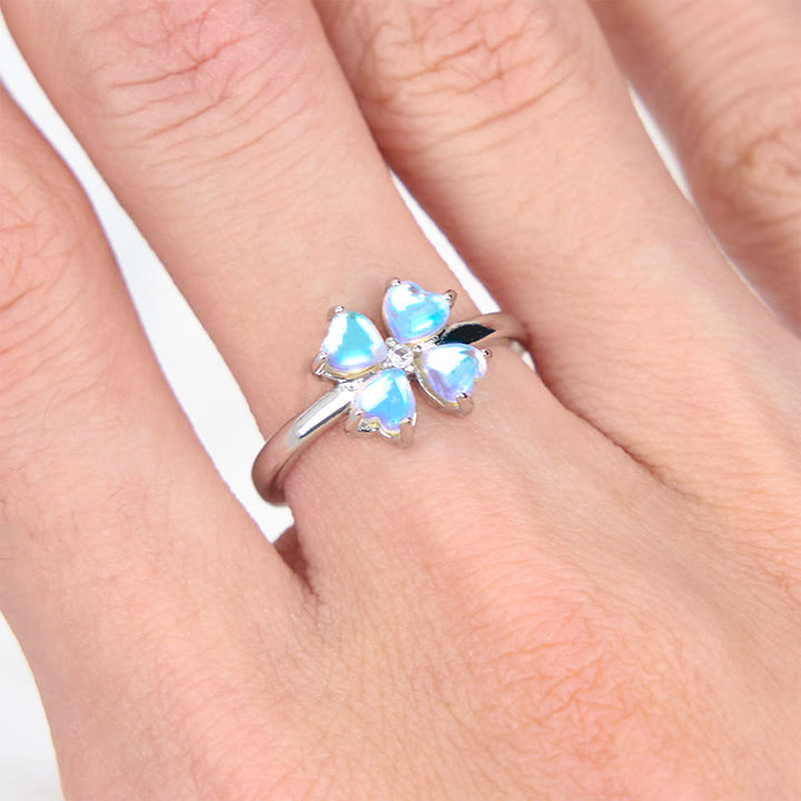 Bague trèfle à quatre feuilles en pierre de lune Olivenorma
