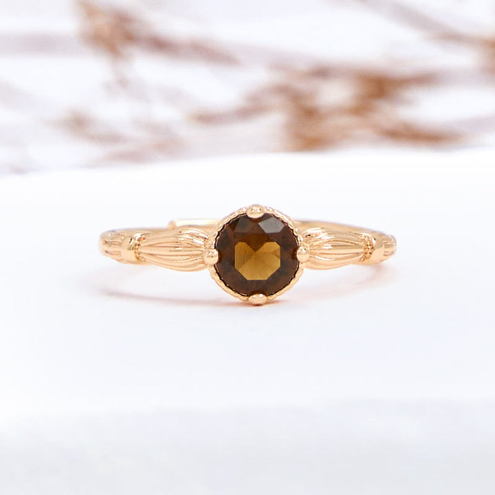 Bague fine simple en quartz fumé Olivenorma