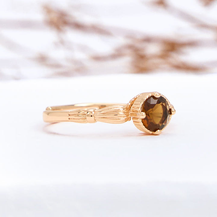 Bague fine simple en quartz fumé Olivenorma