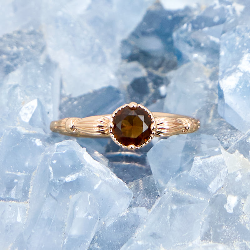 Bague fine simple en quartz fumé Olivenorma