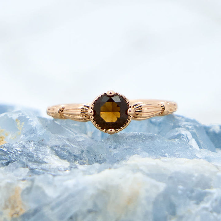 Bague fine simple en quartz fumé Olivenorma
