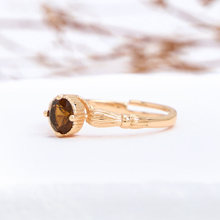 Bague fine simple en quartz fumé Olivenorma