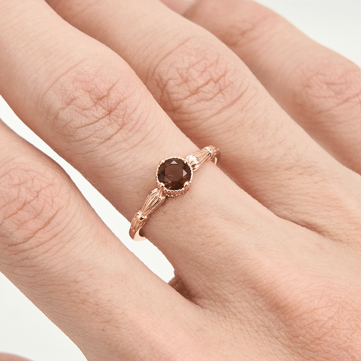 Bague fine simple en quartz fumé Olivenorma