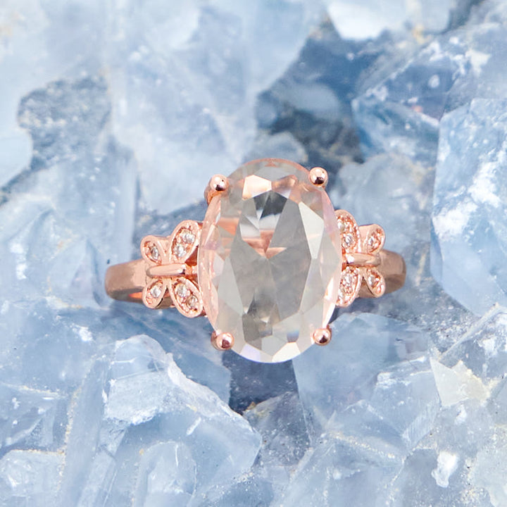 Bague papillon ovale en pierre de soleil de grande taille Olivenorma