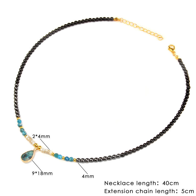Collier pendentif en pierre précieuse en verre à facettes en obsidienne naturelle Olivenorma