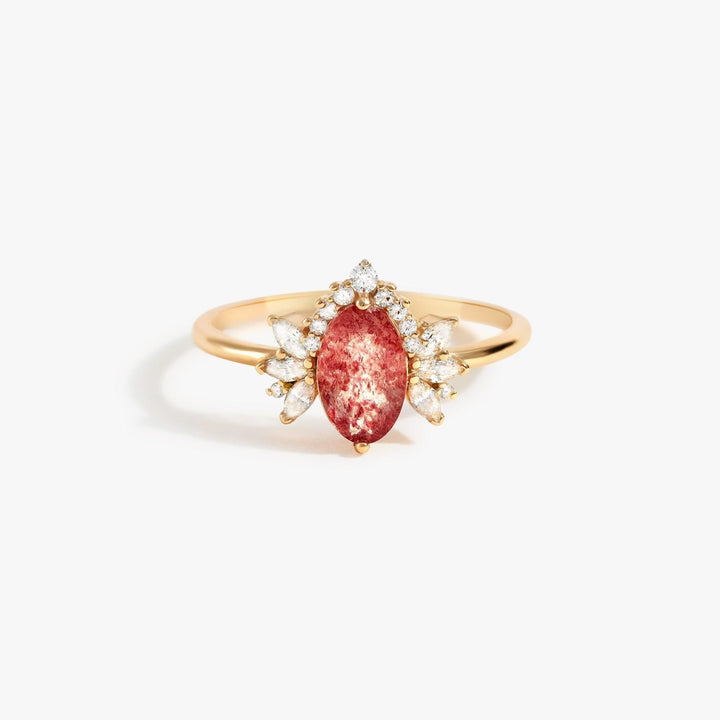 Bague couronne de fleurs en quartz fraise naturel Olivenorma
