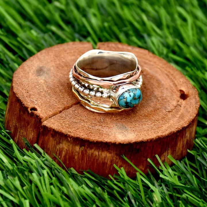Bague large style bohème rétro avec pierre empereur Olivenorma
