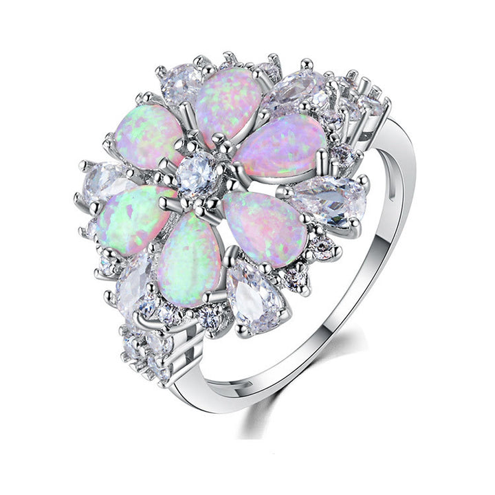Bague florale en opale rose Olivenorma