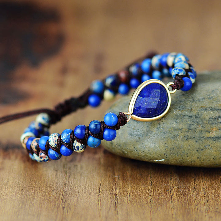 Bracelet tressé avec pendentif en cristal et perles en pierre naturelle Olivenorma