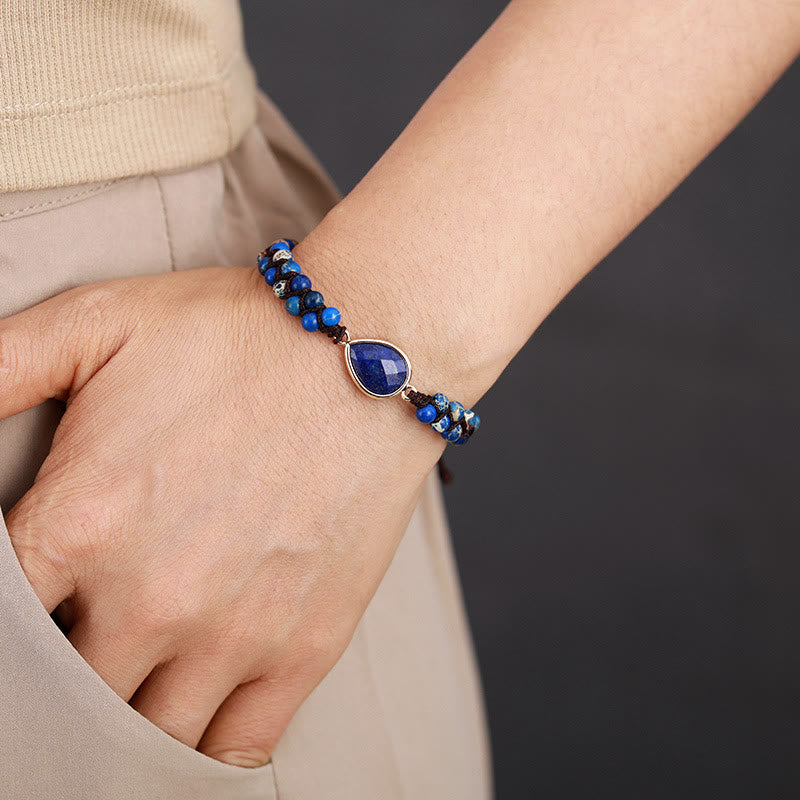 Bracelet tressé avec pendentif en cristal et perles en pierre naturelle Olivenorma